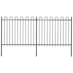 vidaXL Garden Fence with Hoop Top Steel 11.2ft Black vidaXL Garden Fence with Hoop Top Steel 11.2ft Black
