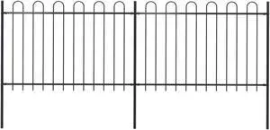 vidaXL Garden Fence with Hoop Top Steel 11.2ft Black vidaXL Garden Fence with Hoop Top Steel 11.2ft Black