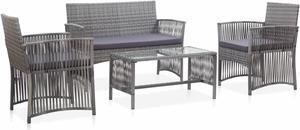 vidaXL 4 Piece Garden Lounge Set with Cushion Poly Rattan Anthracite