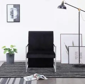 vidaXL Armchair with Chrome Feet Black Velvet