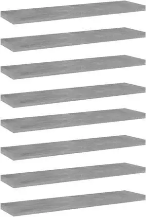 vidaXL Bookshelf Boards 8 pcs Concrete Gray 15.7"x3.9"x0.6" Chipboard