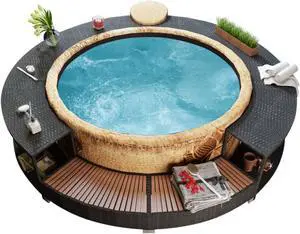 vidaXL Spa Surround Poly Rattan Black