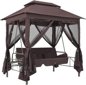 vidaXL Gazebo Convertible Swing Bench Coffee