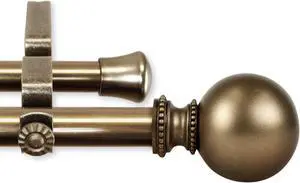 Lex Double Curtain Rod 13/16 inch 120-170" - Antique Brass