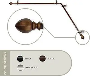 13/16 inch Baronet Corner Window Curtain Rod 120-170" - Cocoa