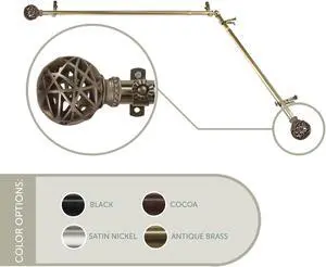 13/16 inch Ruston Corner Window Curtain Rod 120-170" - Antique Brass