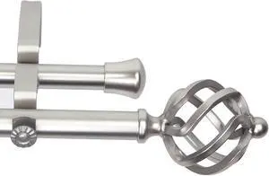 Roman Double Curtain Rod 13/16 inch 120-170" - Satin Nickel