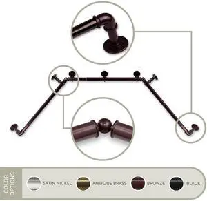 1 inch Pipe Bay Window Curtain Rod 23-41", 41-78" - Bronze