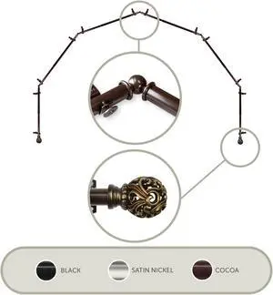 Cilla 13/16 inch 6-Sided Bay Window Curtain Rod - Cocoa