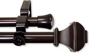 Maryland Double Curtain Rod 13/16 inch 48-84" - Cocoa