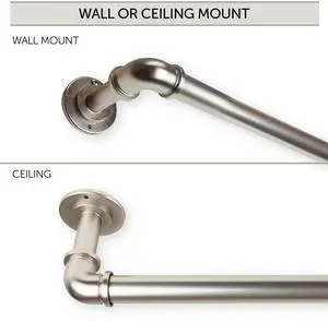 1 inch Pipe Blackout Curtain Rod 84-120 inch - Satin Nickel (3pcs)