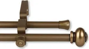 Carl Double Curtain Rod 5/8 inch 28-48 Inch - Antique Gold