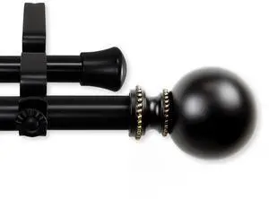 Lex Double Curtain Rod 13/16 inch 48-84" - Black