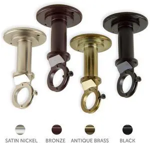 1 inch Industrial Pipe Wall/Ceiling Single Bracket (Pair) - Antique Brass