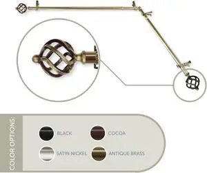 Roman Corner Window Curtain Rod 13/16 inch 28-48" - Antique Brass