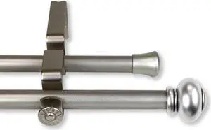 Carl Double Curtain Rod 5/8 inch 28-48 Inch - Satin Nickel