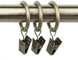 Decorative 1 inch Ring with Clip (Set of 10) - Antique Brass