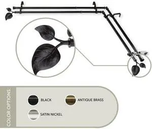 Eve Double Corner Window Curtain Rod 13/16 inch 48-84" - Black