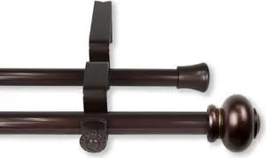 Carl Double Curtain Rod 5/8 inch 84-120 Inch - Cocoa