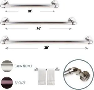 Industrial Pipe Design 24" Towel Rack - Satin Nickel