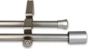 Bertha Double Curtain Rod 5/8 inch 28-48 Inch - Satin Nickel