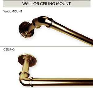 1 inch Pipe Blackout Curtain Rod 28-48 inch - Antique Brass