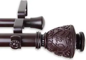 Virginia Double Curtain Rod 1 inch 160-240 inch - Mahogany