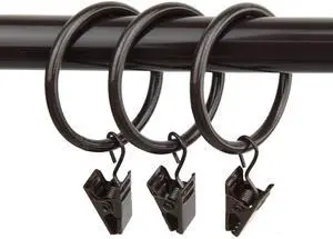 Decorative 1-3/8 inch Ring with Clip (Set of 10) - Cocoa