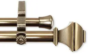Maryland Double Curtain Rod 13/16 inch 120-170" - Antique Brass
