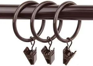 Decorative 1-3/8 inch Ring with Clip (Set of 10) - Mahogany