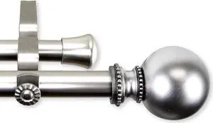 Lex Double Curtain Rod 13/16 inch 28-48" - Satin Nickel
