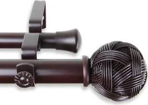 Zitta Double Curtain Rod 1 inch 48-84 inch - Mahogany