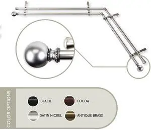 Lex Double Corner Window Curtain Rod 13/16 inch 48-84" - Satin Nickel