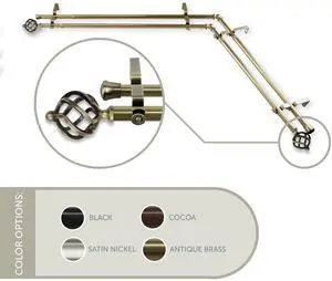 Roman Double Corner Window Curtain Rod 13/16 inch 66-120" - Antique Brass