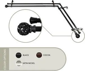 Cilla Double Corner WIndow Curtain Rod 13/16 inch 48-84" - Black