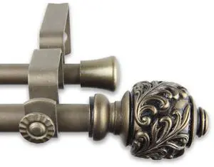 Ivana Double Curtain Rod 5/8 inch 28-48 Inch - Antique Gold
