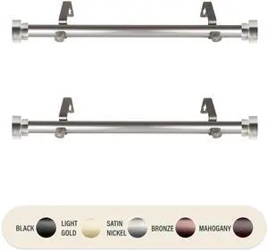 Basic 1 inch Side Curtain Rod 12-20 inch long (Set of 2) - Satin Nickel