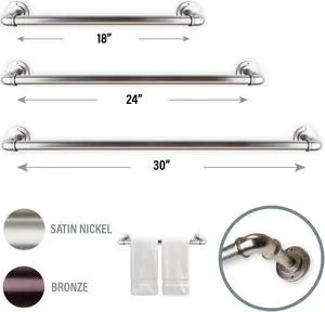 Industrial Pipe Design 30" Towel Rack - Satin Nickel