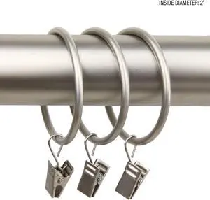 Decorative 2 inch Ring with Clip (Set of 10) - Satin Nickel