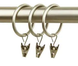 Decorative 1-3/8 inch Ring with Clip (Set of 10) - Light Gold