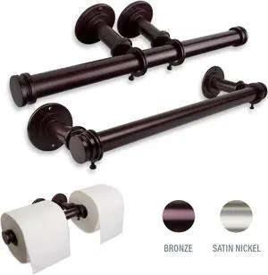 Double Toilet Paper Holder / Closet and Ceiling Rod - Bronze