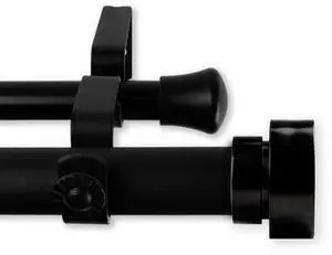 Brett Double Curtain Rod 1 inch 48-84 inch - Black