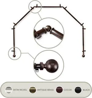Lynn 13/16 inch 5-Sided Bay Window Curtain Rod - Cocoa