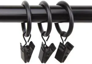 Decorative 1 inch Ring with Clip (Set of 10) - Black