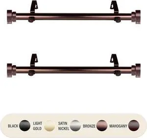 Basic 1 inch Side Curtain Rod 12-20 inch long (Set of 2) - Bronze