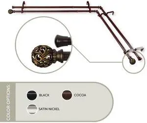 Cilla Double Corner WIndow Curtain Rod 13/16 inch 28-48" - Cocoa