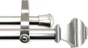 Maryland Double Curtain Rod 13/16 inch 48-84" - Satin Nickel