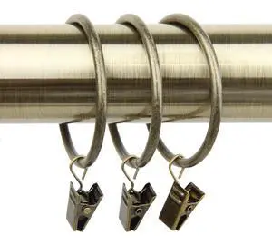 Decorative 2 inch Ring with Clip (Set of 10) - Antique Brass