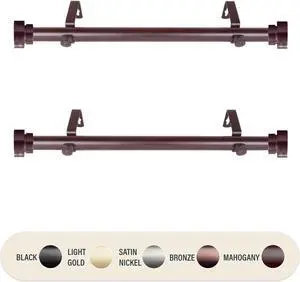 Basic 1 inch Side Curtain Rod 12-20 inch long (Set of 2) - Mahogany