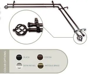 Roman Double Corner Window Curtain Rod 13/16 inch 28-48" - Cocoa